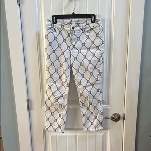 Women's White and Blue Nautical Patterned Jeans Size 4